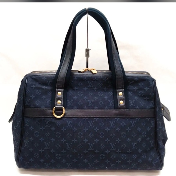 Louis Vuitton Mini Lin Josephine GM Navy Monogram Canvas Boston Bag